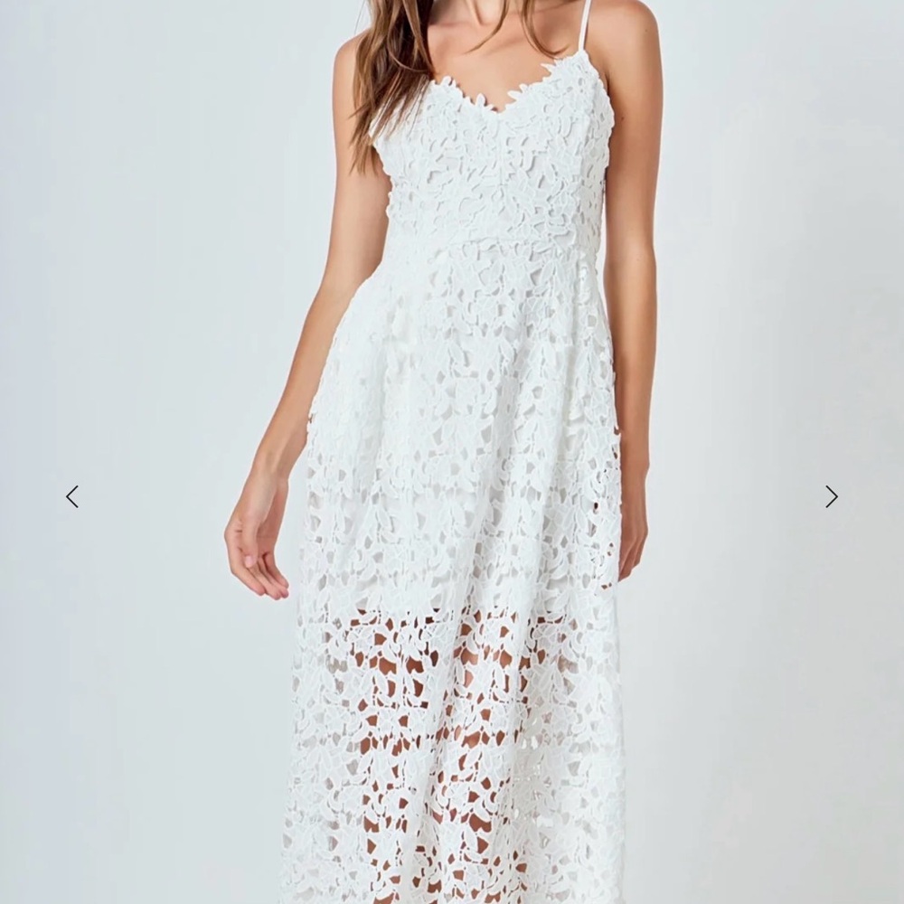 Endless Rose White Lace Midi Dress